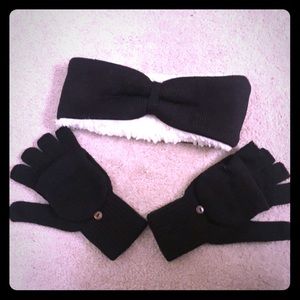 Bearpaw warm headband and convertible mittens